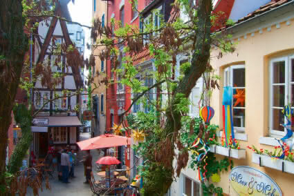 Bunte Häuser im Schnoorviertel in Bremen