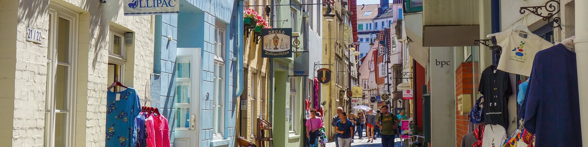 Bunte Häuser im Schnoorviertel in Bremen